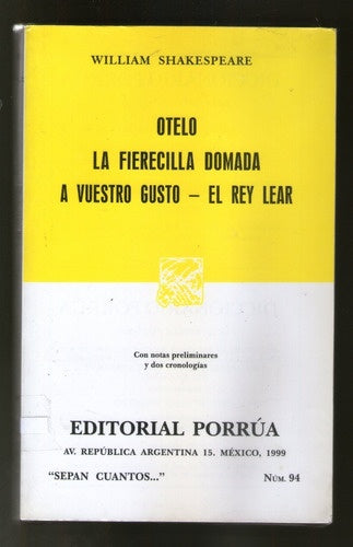 Otelo - La Fierecilla Domada - A Vuestro Gust (Spanish Edition) | William  Shakespeare