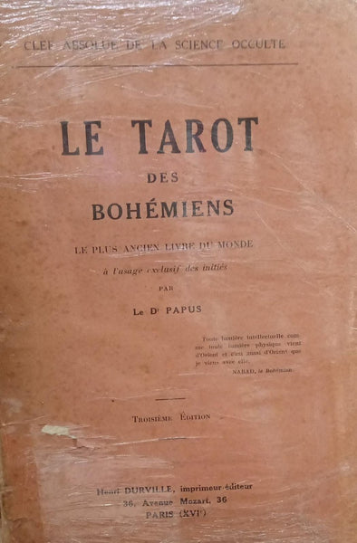 LE TAROT DES BOHÉMIENS - TROISIEME EDITION | Papus