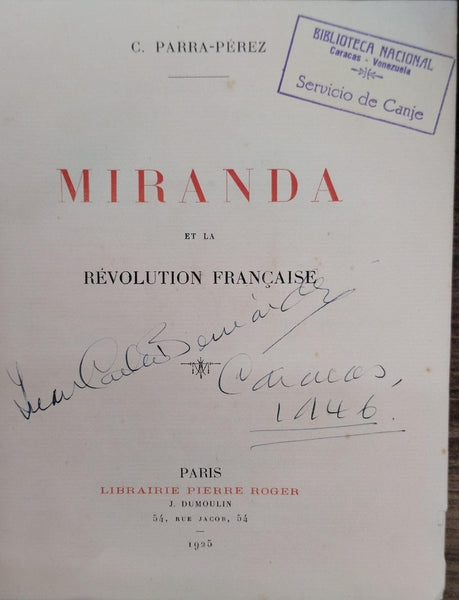 MIRANDA ET LA RÉVOLUTION FRANCAISE | C. PARRA PÉREZ