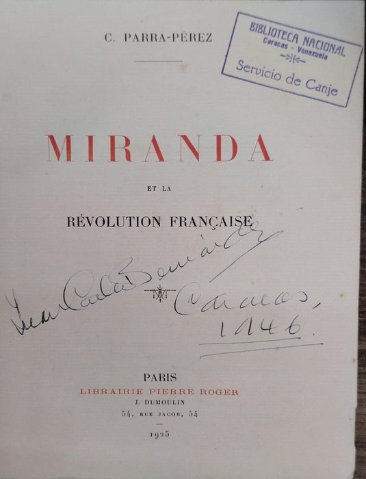 MIRANDA ET LA RÉVOLUTION FRANCAISE | C. PARRA PÉREZ