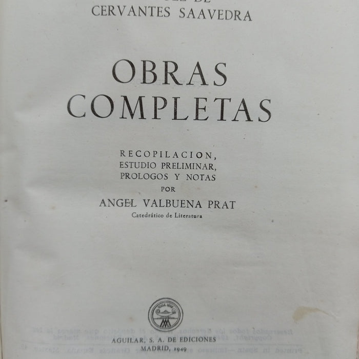 OBRAS COMPLETAS - MIGUEL DE CERVANTES.. | Miguel De Cervantes Saavedra