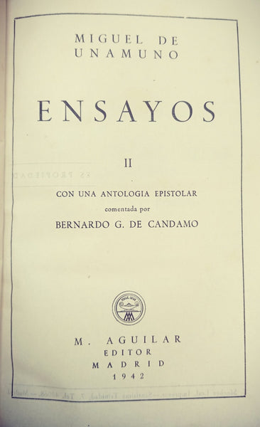 ENSAYOS II - UNAMUNO.. | MIGUEL DE UNAMUNO