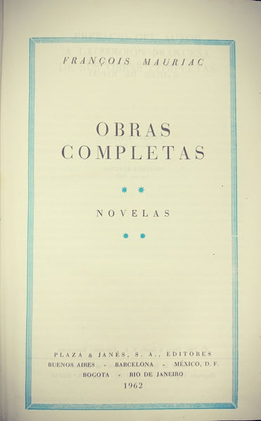 OBRAS COMPLETAS - NOVELAS.. | FRANCOIS MAURIAC