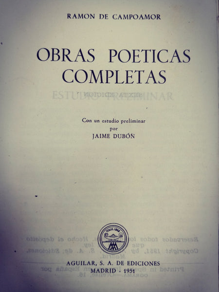 OBRAS POETICAS COMPLETAS CAMPOAMOR.. | Ramón de Campoamor