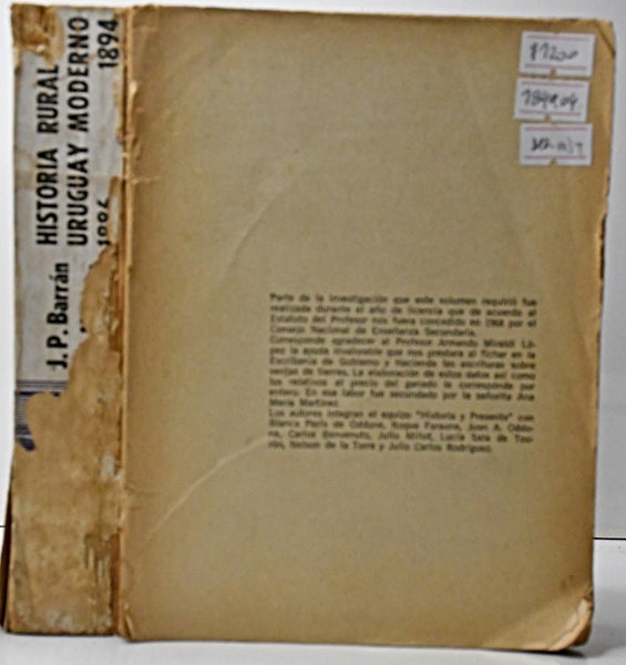 LA CRISIS DEL URUGUAY TRADICIONAL 1886 -1894 (SECCION I).. | Jose Pedro Barran