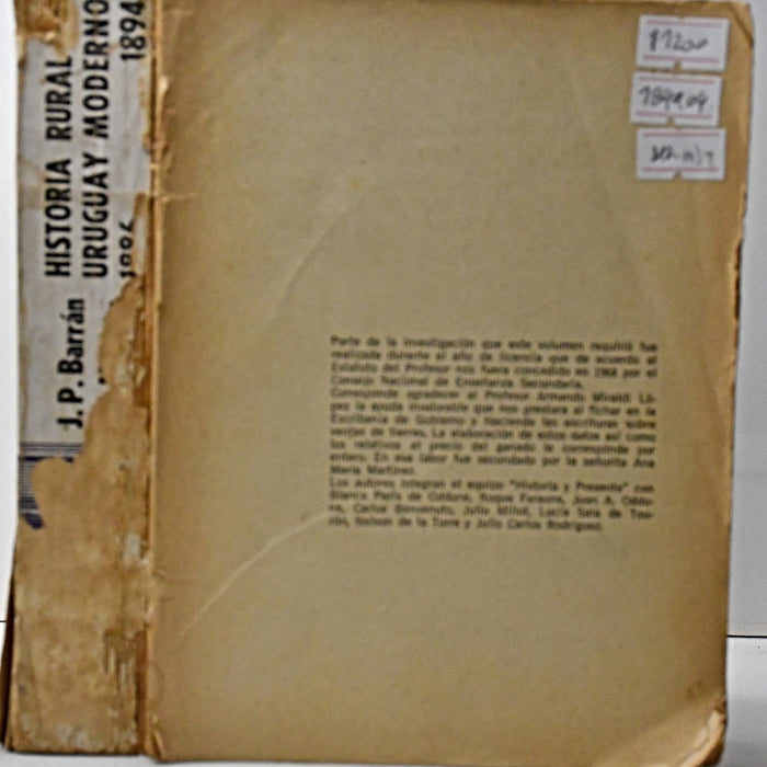 LA CRISIS DEL URUGUAY TRADICIONAL 1886 -1894 (SECCION I).. | Jose Pedro Barran